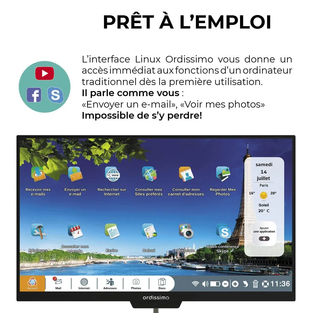 ORDISSIMO Clara 2 All-in-One arvuti eakatele — komplekti sisu