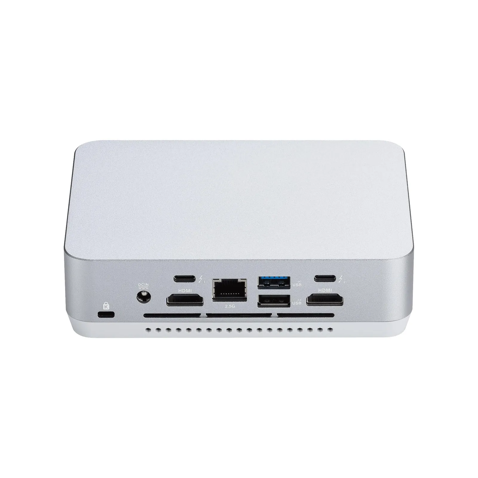 ASUS NUC 14 Pro+ Kit RNUC14RVSU500002I Mini-PC — eestvaade ja pordid