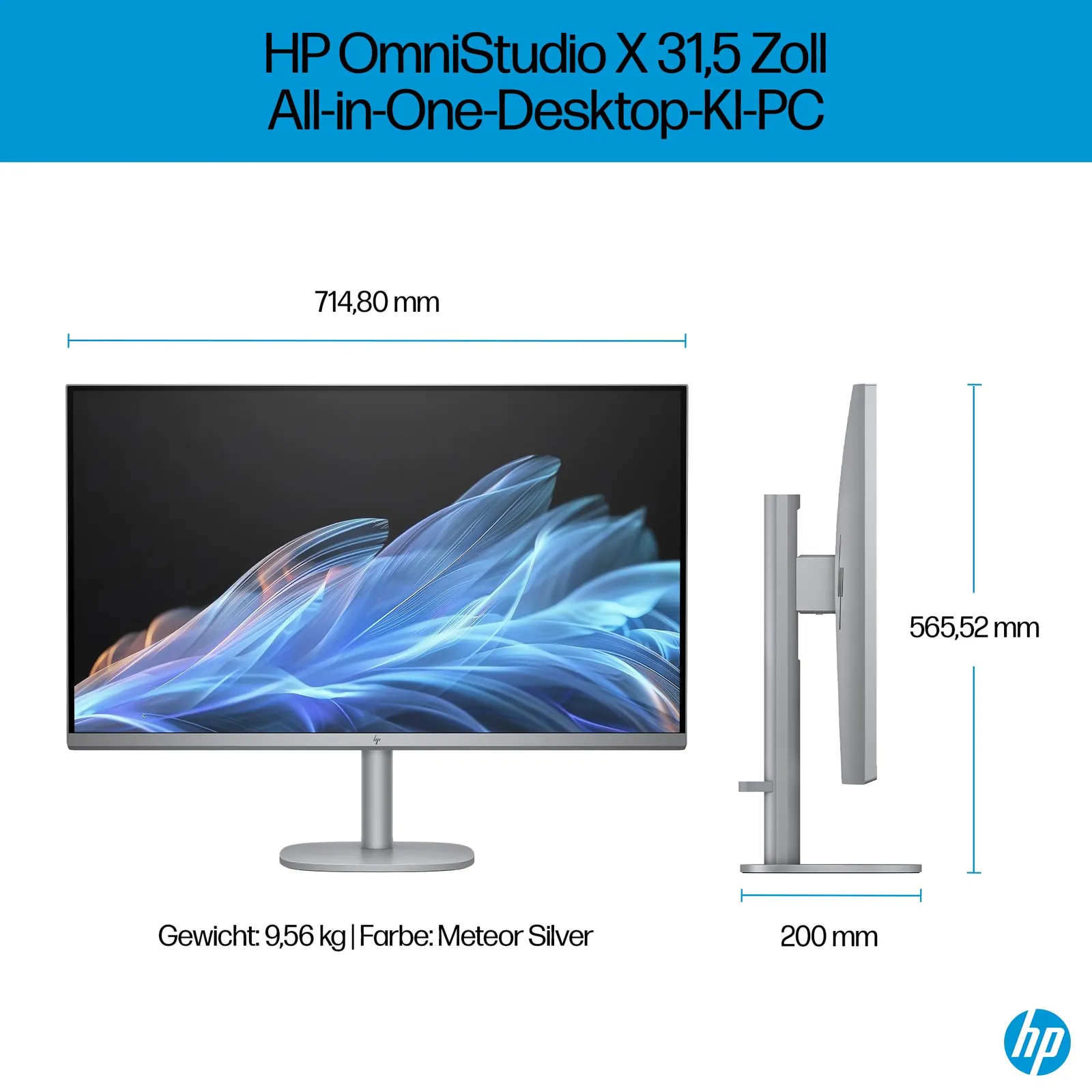 HP OmniStudio X 32-c1275ng All-in-One PC — taga- või küljevaade