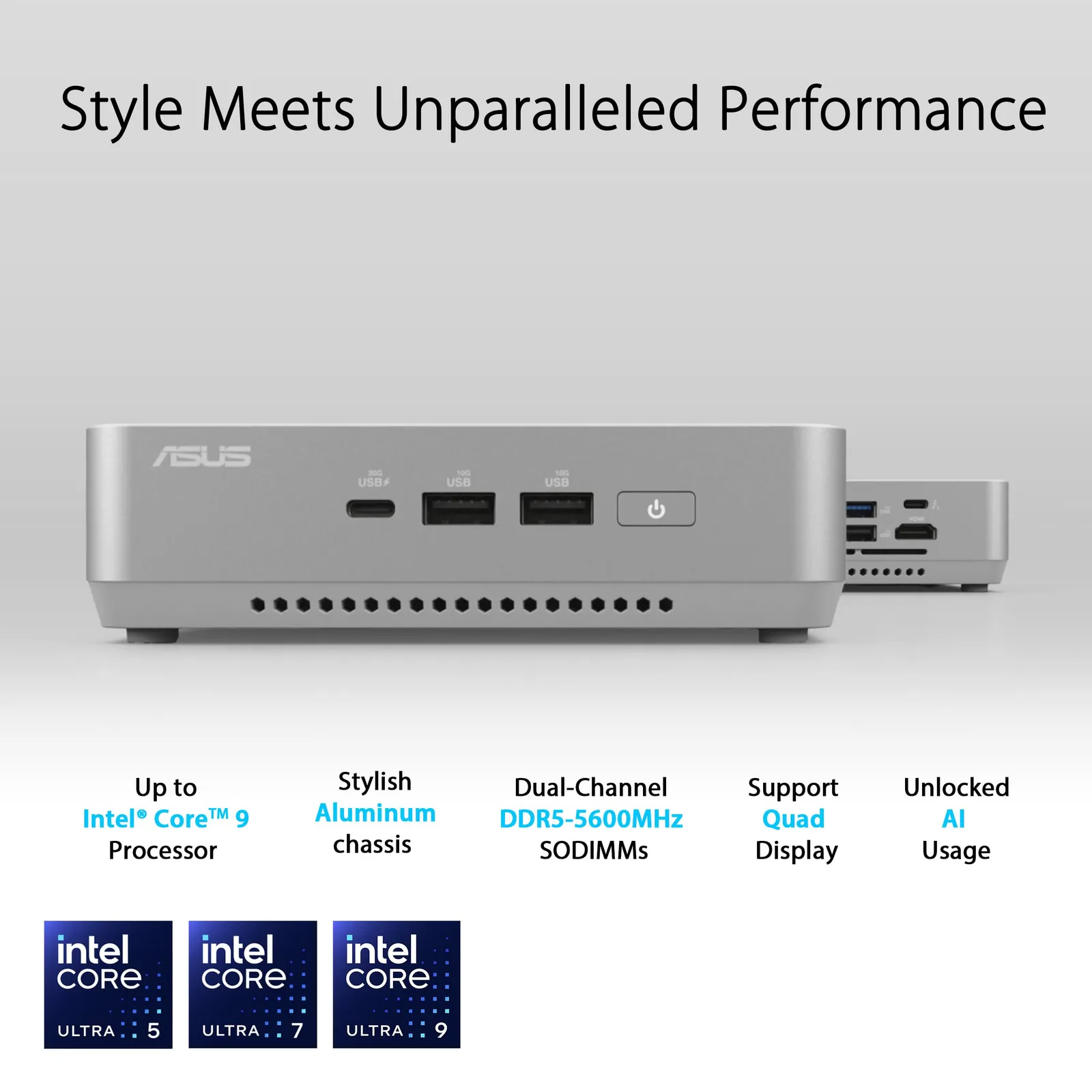 ASUS NUC 14 Pro+ Mini-PC Barebone – Kompaktne Jõudlus — lähivaade detailidele