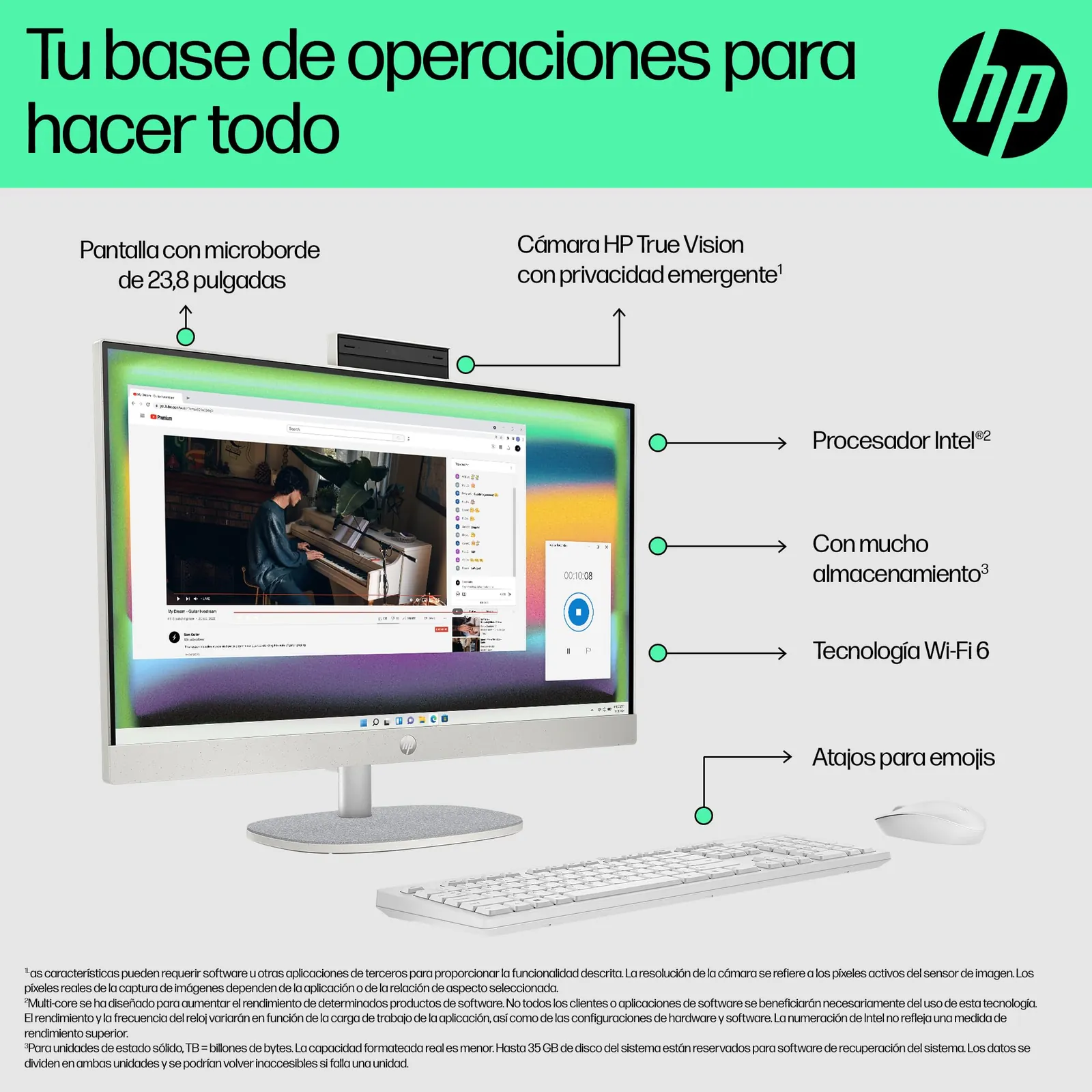 HP All-in-One 24-cr0013ss – Kompaktne Lauaarvuti — lähivaade detailidele