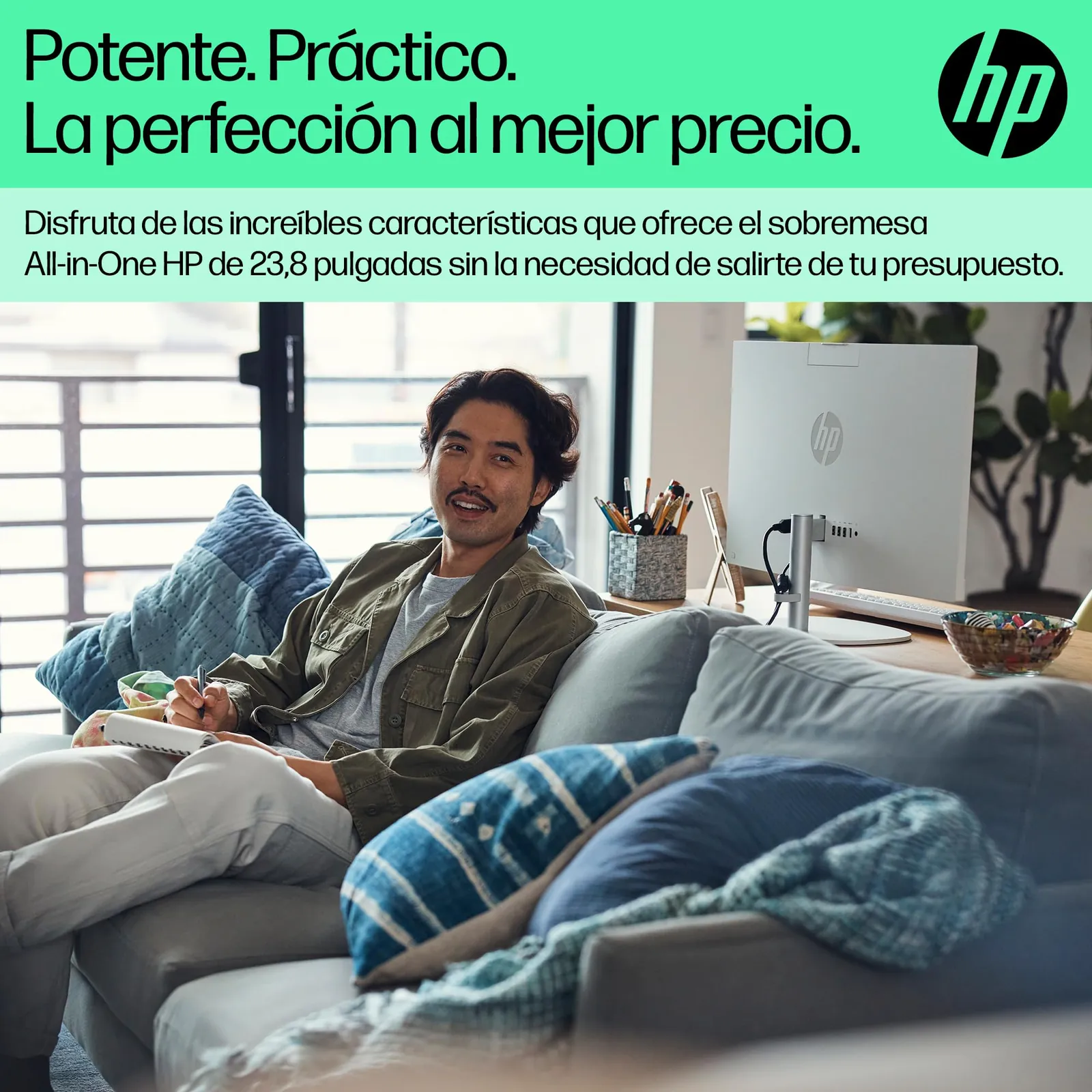 HP All-in-One 24-cr0013ss – Kompaktne Lauaarvuti — taga- või küljevaade