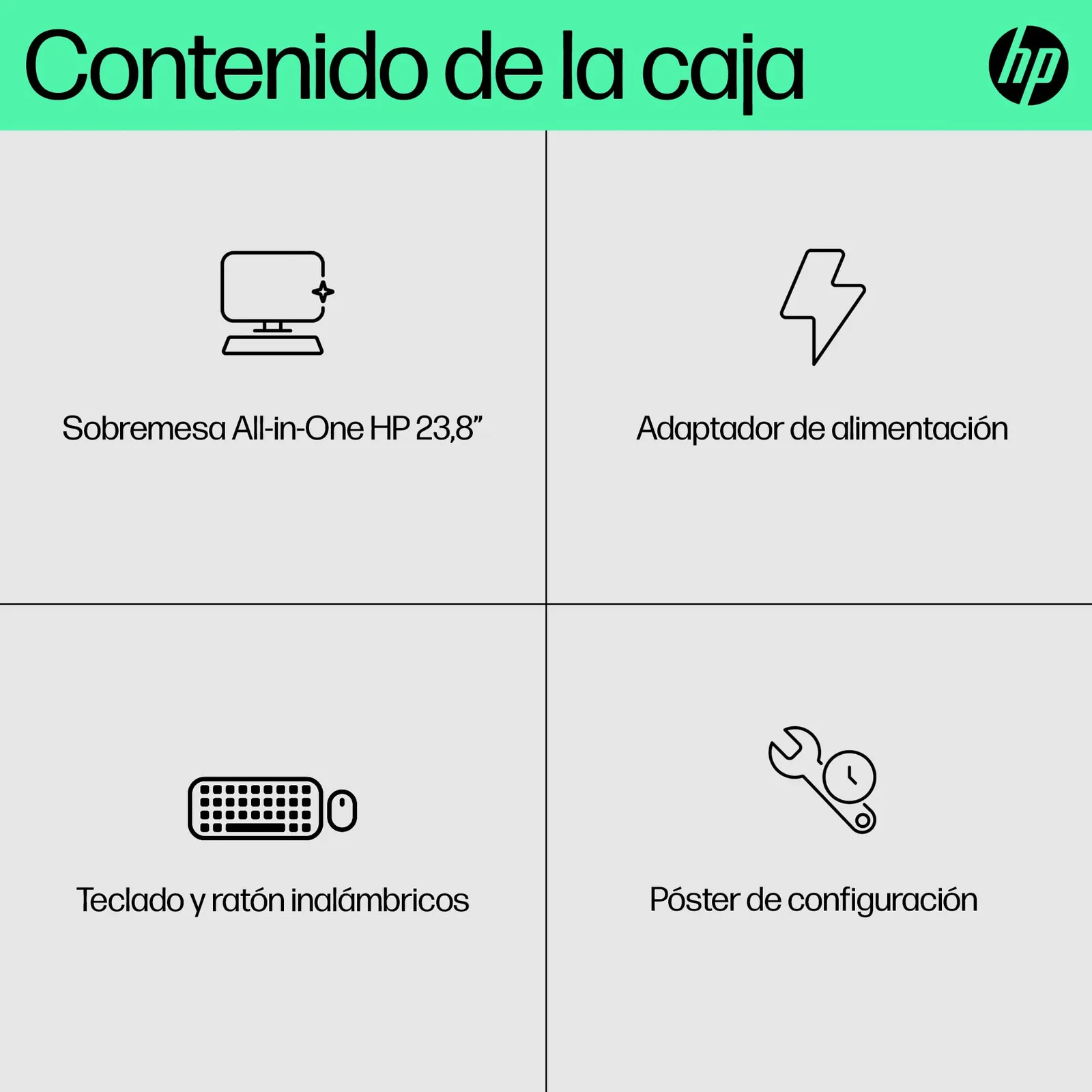 HP All-in-One 24-cr0013ss – Kompaktne Lauaarvuti — komplekti sisu