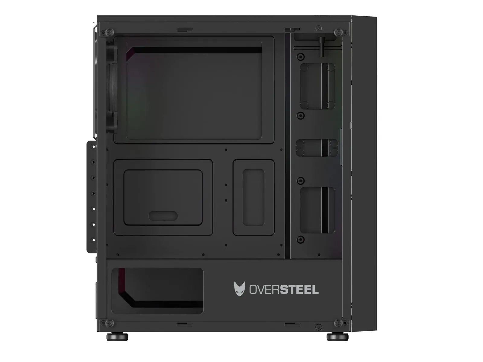 Oversteel Iridium Gaming PC korpus – ATX, mATX, ITX — eestvaade ja pordid