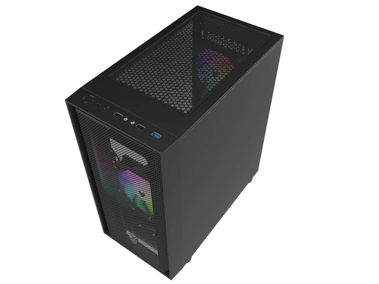 Oversteel Aeris Gaming PC korpus Micro ATX/ITX — eestvaade ja pordid