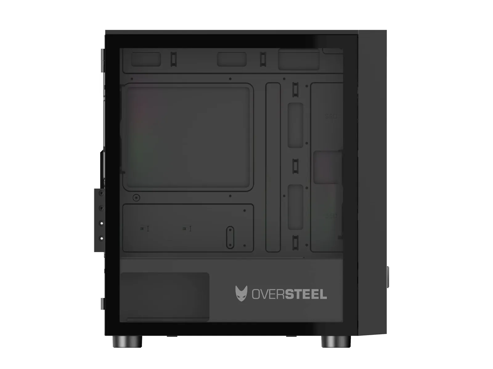Oversteel Aeris Gaming PC korpus Micro ATX/ITX — taga- või küljevaade