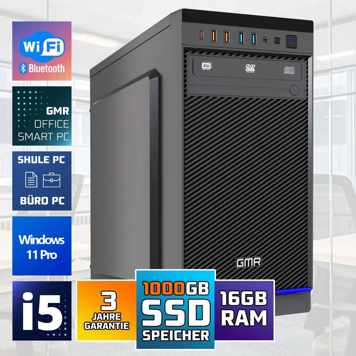 GMR Ultra i5 kontoriarvuti – äriklassi PC — lähivaade detailidele