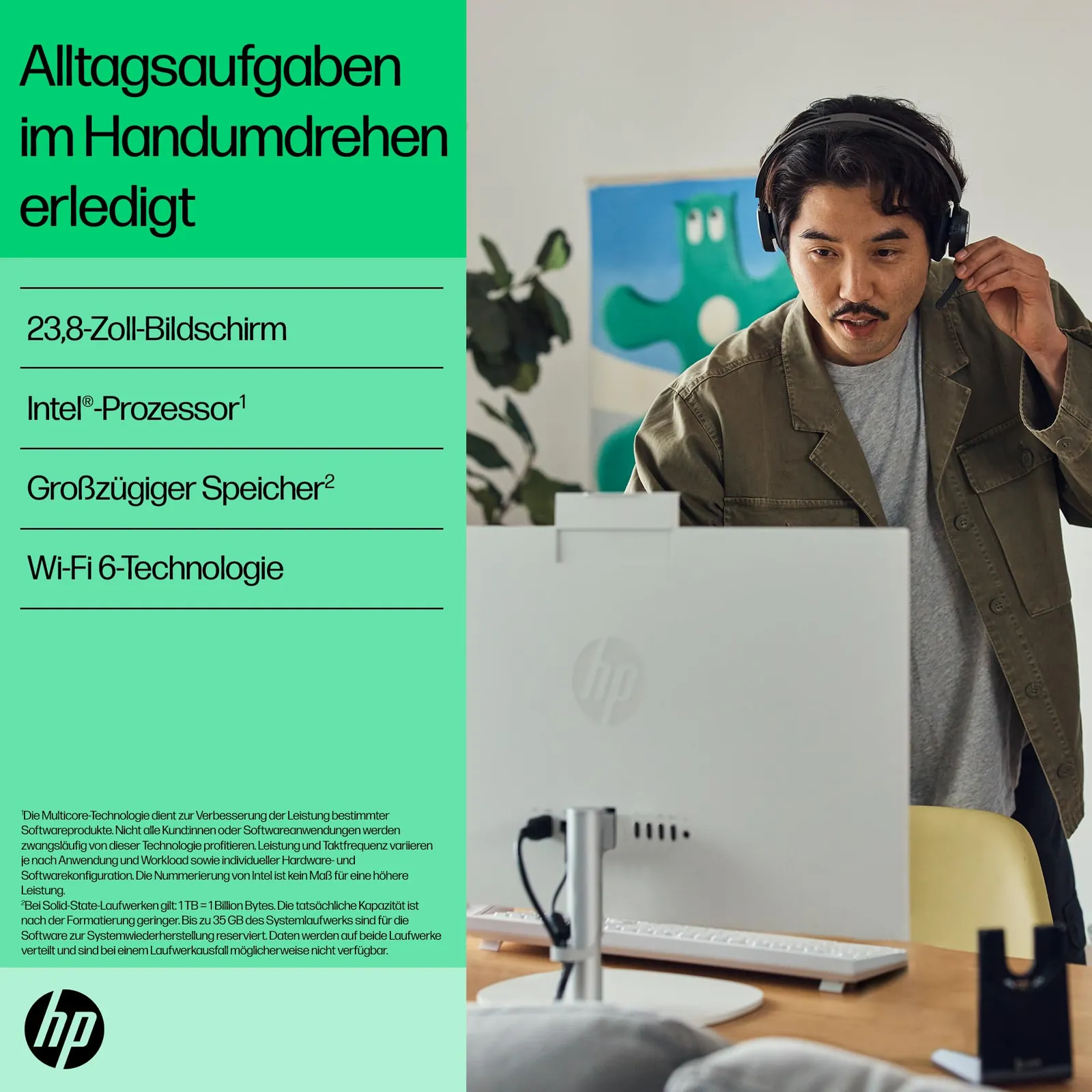 HP All-in-One PC 23,8" FHD i5-1335U — lähivaade detailidele