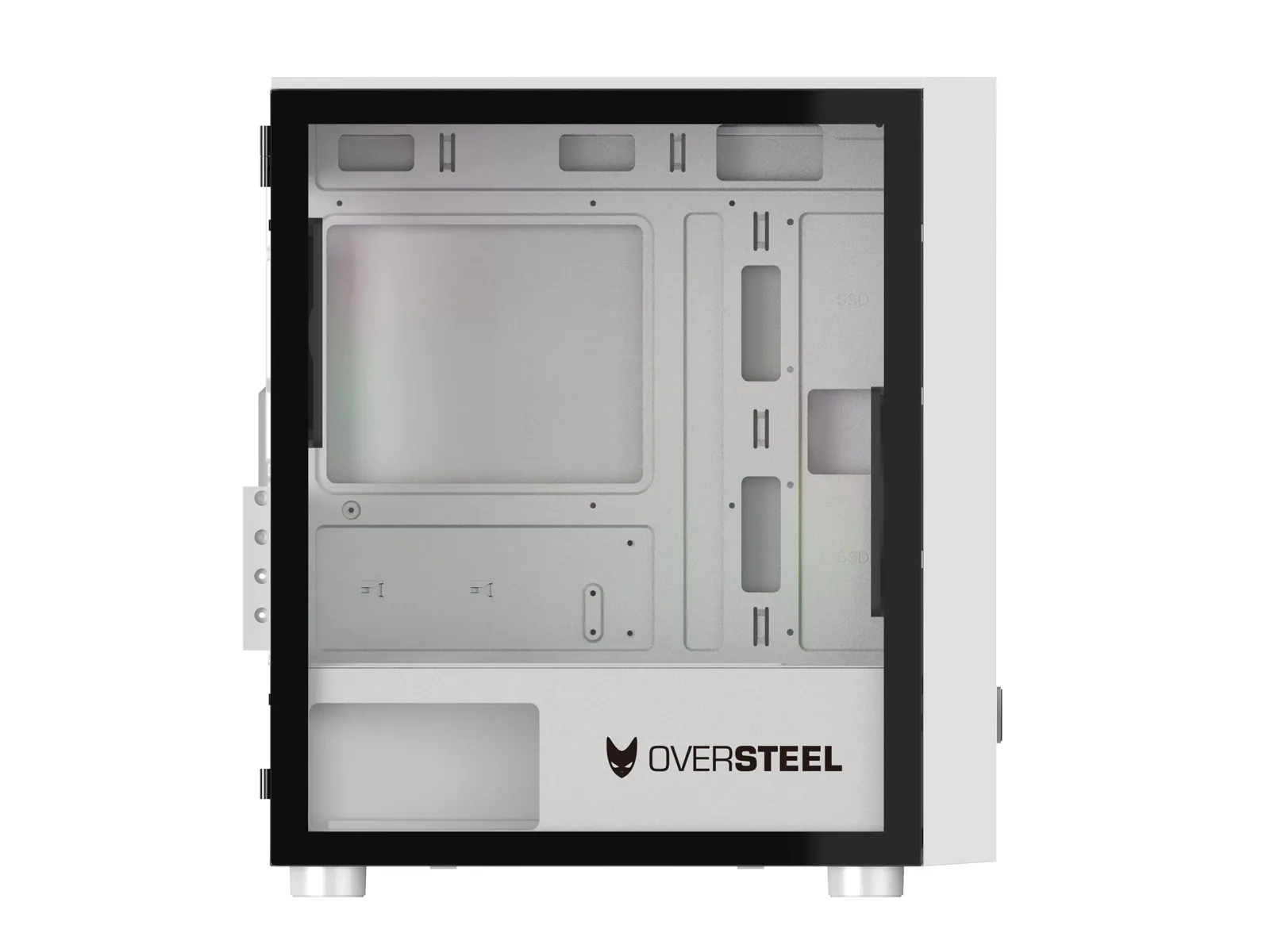 Oversteel Aeris valge Micro ATX/ITX arvutikorpus — taga- või küljevaade