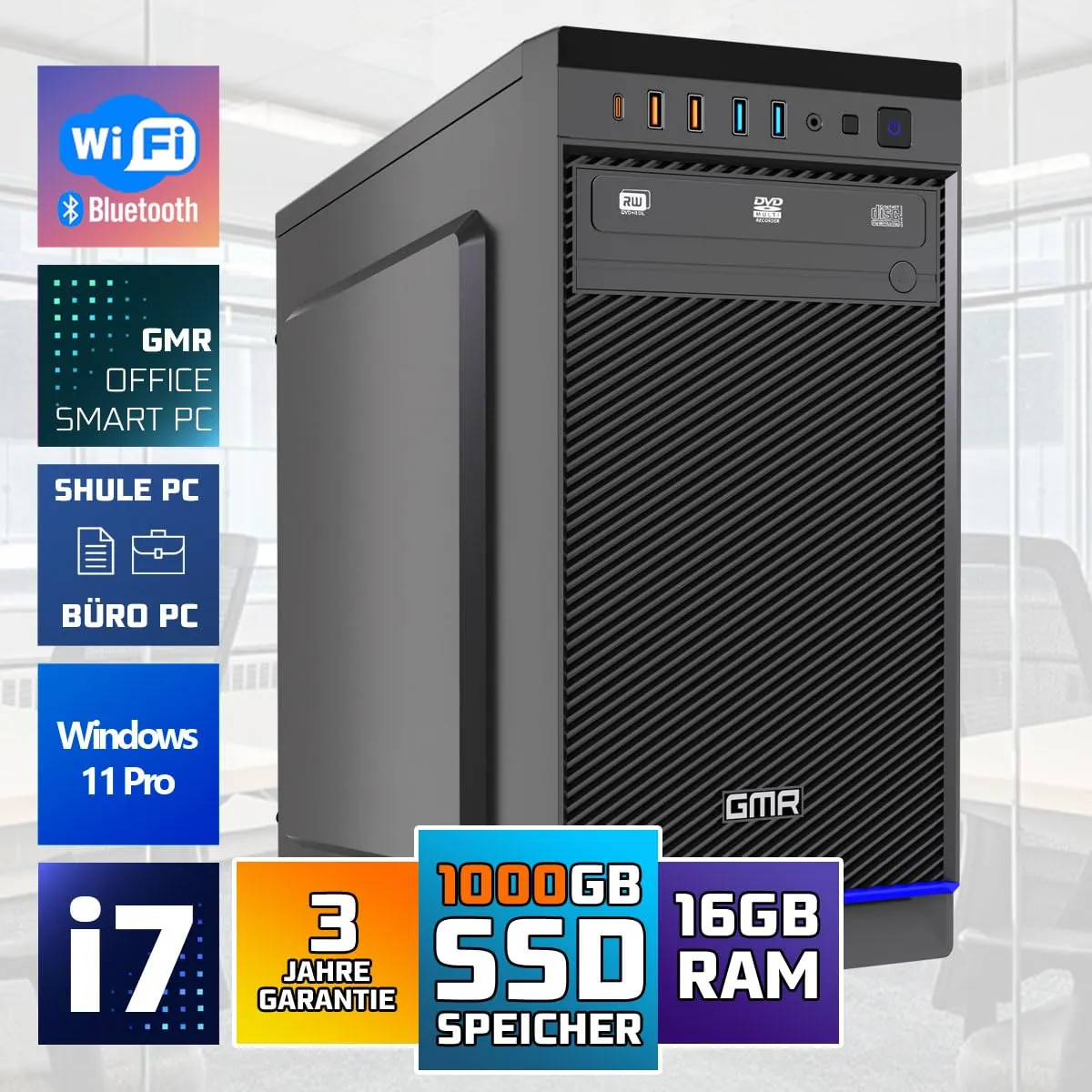 GMR Ultra i7 Office PC – Äriklassi Lauaarvuti — lähivaade detailidele
