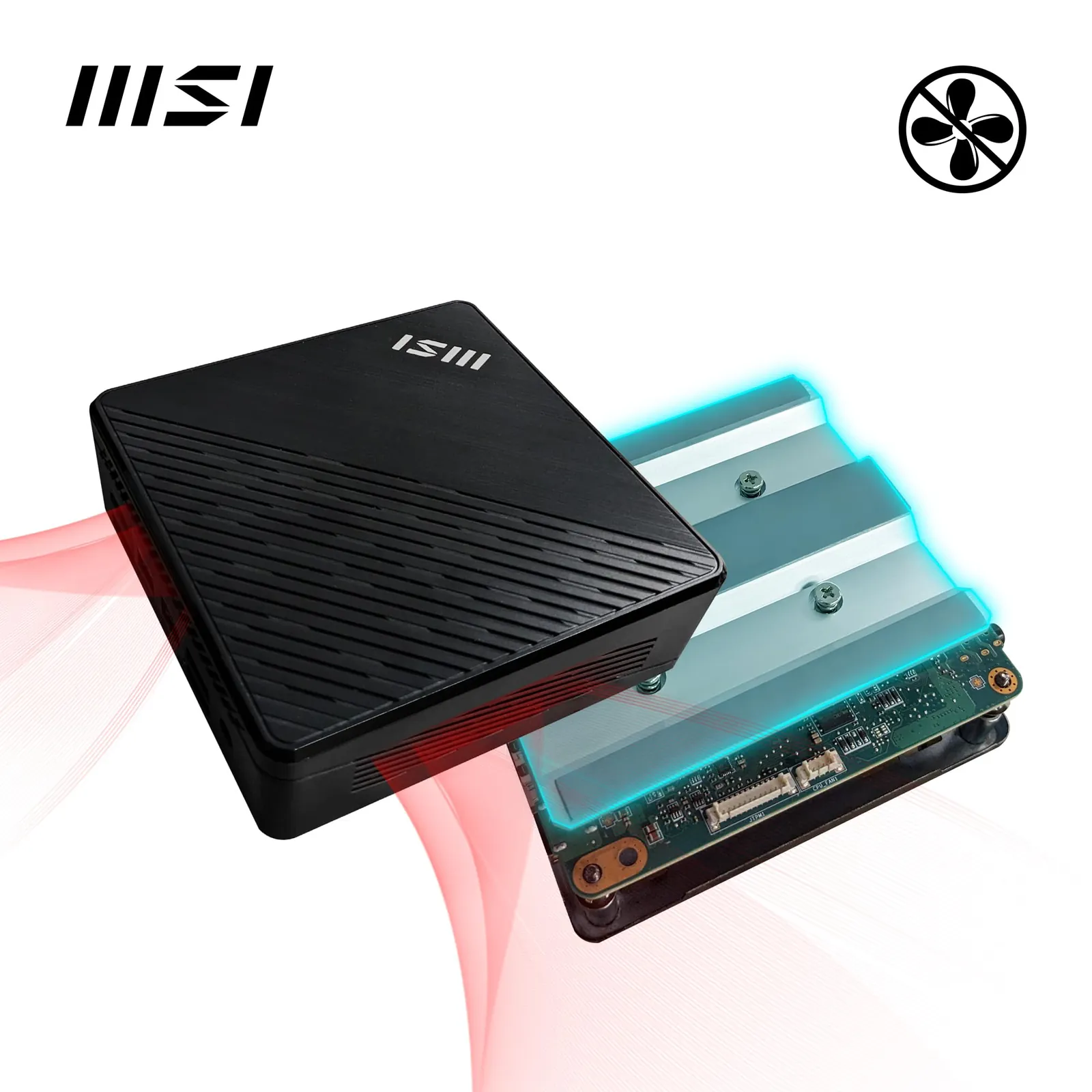 MSI Cubi N ADL S-080DE Mini-PC – Kompaktne ja Vaikne — taga- või küljevaade