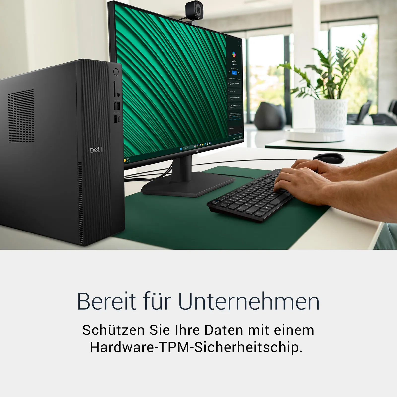 Dell Slim Desktop ECS1250 – i3-14100, 8GB RAM, 512GB SSD — taga- või küljevaade
