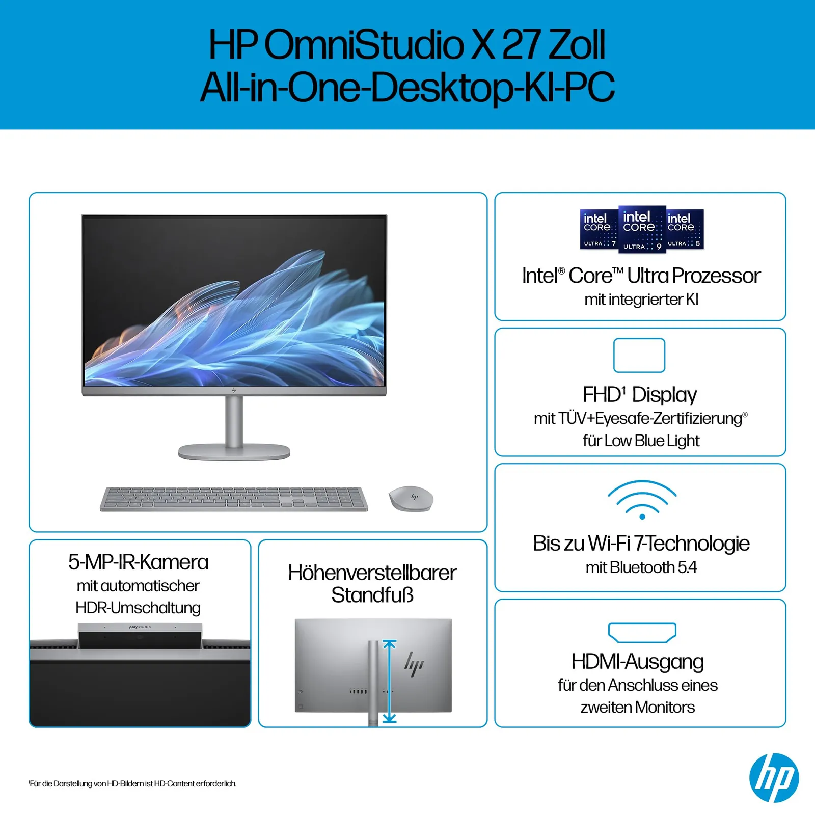 HP OmniStudio X 27-cs0273ng All-in-One KI PC — lähivaade detailidele