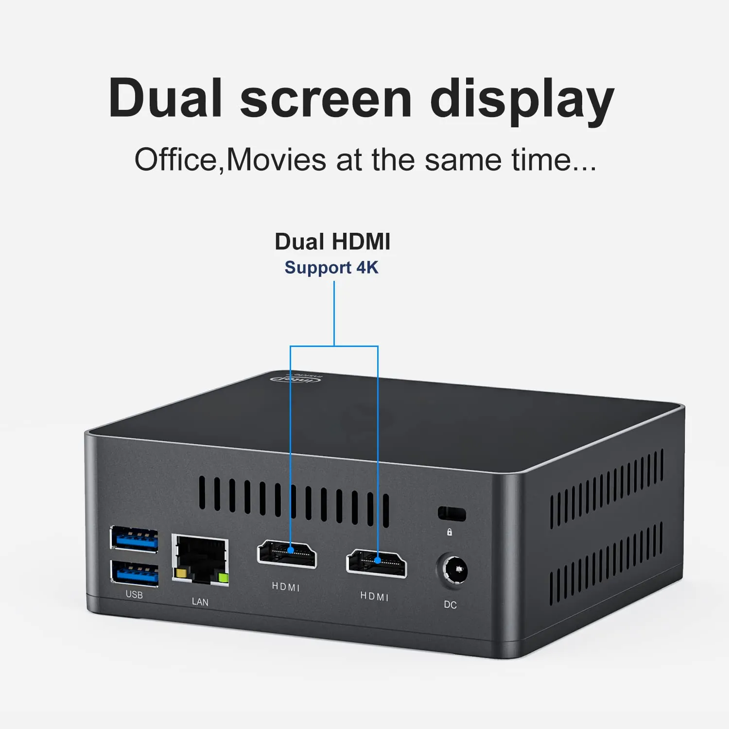 KUYIA GKMINI Mini PC – Kompaktne ja Võimas — taga- või küljevaade