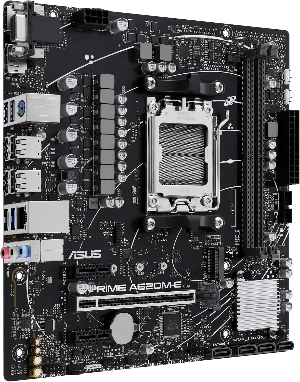 ASUS Prime A620M-E-CSM emaplaadi pesad ja pordid